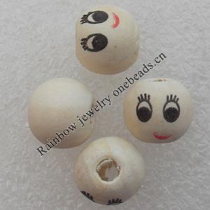 Wooden Jewelery Beads, Round 11x12mm Hole:3mm, Sold by PC