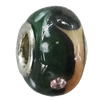 Handmade European Style Lampwork Beads With Platinum Color Copper Core And Rhinestone, 10x14mm Hole:5mm, Sold by PC