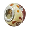 Handmade European Style Lampwork Beads With Platinum Color Copper Core And Rhinestone, 10x14mm Hole:5mm, Sold by PC