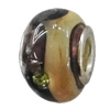 Handmade European Style Lampwork Beads With Platinum Color Copper Core And Rhinestone, 10x14mm Hole:5mm, Sold by PC