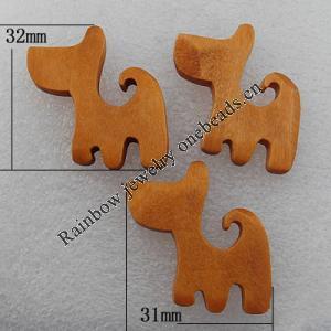Wooden Jewelery Beads, Animal 32x31mm, Sold by PC