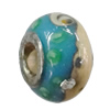 Handmade European Style Lampwork Beads With Platinum Color Copper Core And Rhinestone, 10x14mm Hole:5mm, Sold by PC