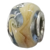 Handmade European Style Lampwork Beads With Platinum Color Copper Core And Rhinestone, 10x14mm Hole:5mm, Sold by PC