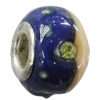 Handmade European Style Lampwork Beads With Platinum Color Copper Core And Rhinestone, 10x14mm Hole:5mm, Sold by PC