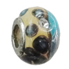 Handmade European Style Lampwork Beads With Platinum Color Copper Core And Rhinestone, 10x14mm Hole:5mm, Sold by PC