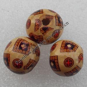 Wooden Jewelery Beads, Round 16x17mm Hole:4mm, Sold by PC