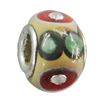 Handmade European Style Lampwork Beads With Platinum Color Copper Core And Rhinestone, 10x14mm Hole:5mm, Sold by PC