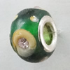 Handmade European Style Lampwork Beads With Platinum Color Copper Core And Rhinestone, 10x14mm Hole:5mm, Sold by PC