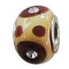 Handmade European Style Lampwork Beads With Platinum Color Copper Core And Rhinestone, 10x14mm Hole:5mm, Sold by PC