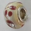 Handmade European Style Lampwork Beads With Platinum Color Copper Core And Rhinestone, 10x14mm Hole:5mm, Sold by PC