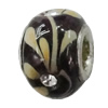 Handmade European Style Lampwork Beads With Platinum Color Copper Core And Rhinestone, 10x14mm Hole:5mm, Sold by PC