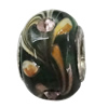 Handmade European Style Lampwork Beads With Platinum Color Copper Core And Rhinestone, 10x14mm Hole:5mm, Sold by PC