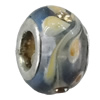 Handmade European Style Lampwork Beads With Platinum Color Copper Core And Rhinestone, 10x14mm Hole:5mm, Sold by PC