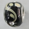 Handmade European Style Lampwork Beads With Platinum Color Copper Core And Rhinestone, 10x14mm Hole:5mm, Sold by PC