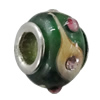 Handmade European Style Lampwork Beads With Platinum Color Copper Core And Rhinestone, 10x14mm Hole:5mm, Sold by PC