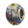 Handmade European Style Lampwork Beads With Platinum Color Copper Core And Rhinestone, 10x14mm Hole:5mm, Sold by PC