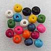 Wooden Jewelery Beads, Mix Color, Round 15x16mm Hole:3mm, Sold by Bag