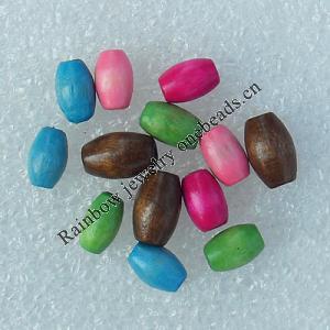Wooden Jewelery Beads, Mix Color, Round 10x6mm Hole:1mm, Sold by Bag
