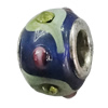 Handmade European Style Lampwork Beads With Platinum Color Copper Core And Rhinestone, 10x14mm Hole:5mm, Sold by PC