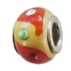 Handmade European Style Lampwork Beads With Platinum Color Copper Core And Rhinestone, 10x14mm Hole:5mm, Sold by PC