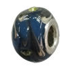 Handmade European Style Lampwork Beads With Platinum Color Copper Core And Rhinestone, 10x14mm Hole:5mm, Sold by PC