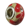 Handmade European Style Lampwork Beads With Platinum Color Copper Core And Rhinestone, 10x14mm Hole:5mm, Sold by PC