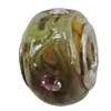 Handmade European Style Lampwork Beads With Platinum Color Copper Core And Rhinestone, 10x14mm Hole:5mm, Sold by PC