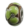 Handmade European Style Lampwork Beads With Platinum Color Copper Core And Rhinestone, 10x14mm Hole:5mm, Sold by PC