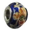 Handmade European Style Lampwork Beads With Platinum Color Copper Core And Rhinestone, 10x14mm Hole:5mm, Sold by PC