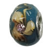 Handmade European Style Lampwork Beads With Platinum Color Copper Core And Rhinestone, 10x14mm Hole:5mm, Sold by PC