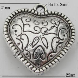 Pendant Zinc Alloy Jewelry Findings Lead-free, 21x22mm Hole:2mm, Sold by Bag