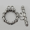 Clasp Zinc Alloy Jewelry Findings Lead-free, Loop:18x15mm,Bar:20x6mm, Hole:2mm, Sold by Bag