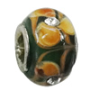 Handmade European Style Lampwork Beads With Platinum Color Copper Core And Rhinestone, 10x14mm Hole:5mm, Sold by PC