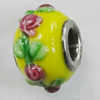 Handmade European Style Lampwork Beads With Platinum Color Copper Core, 10x15mm Hole:5mm, Sold by PC