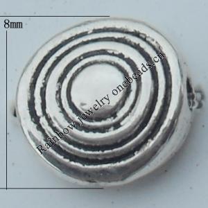 Bead Zinc Alloy Jewelry Findings Lead-free, Flat Round 8x8mm, Hole:1.5mm, Sold by Bag
