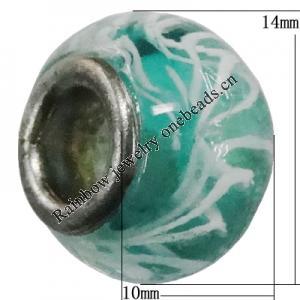 Handmade European Style Lampwork Beads With Platinum Color Copper Core, 10x15mm Hole:5mm, Sold by PC