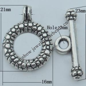 Clasp Zinc Alloy Jewelry Findings Lead-free, Loop:16x21mm,Bar:23x7mm, Hole:3mm, Sold by Bag