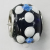 Handmade European Style Lampwork Beads With Platinum Color Copper Core, About 10x15mm Hole:5mm, Sold by PC