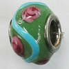 Handmade European Style Lampwork Beads With Platinum Color Copper Core, About 10x15mm Hole:5mm, Sold by PC