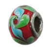 Handmade European Style Lampwork Beads With Platinum Color Copper Core, 10x15mm Hole:5mm, Sold by PC