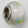 Handmade European Style Lampwork Beads With Platinum Color Copper Core, 10x15mm Hole:5mm, Sold by PC