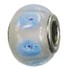 Handmade European Style Lampwork Beads With Platinum Color Copper Core, 10x15mm Hole:5mm, Sold by PC