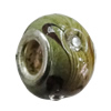 Handmade European Style Lampwork Beads With Platinum Color Copper Core And Rhinestone, 10x14mm Hole:5mm, Sold by PC