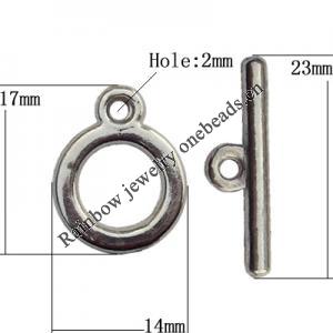 Clasp Zinc Alloy Jewelry Findings Lead-free, Loop:14x17mm, Bar:23x3mm Hole:2mm, Sold by Bag