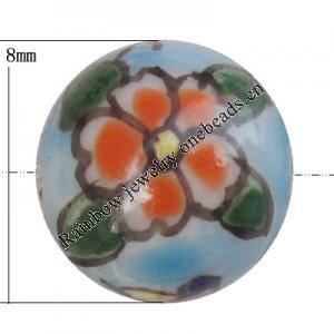 Porcelain beads, Round 8mm Hole:1mm, Sold by Bag