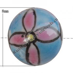 Porcelain beads, Round 8mm Hole:1mm, Sold by Bag