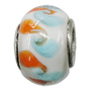 Handmade European Style Lampwork Beads With Platinum Color Copper Core, 10x15mm Hole:5mm, Sold by PC