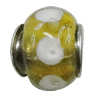 Handmade European Style Lampwork Beads With Platinum Color Copper Core, 10x15mm Hole:5mm, Sold by PC