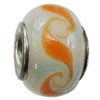 Handmade European Style Lampwork Beads With Platinum Color Copper Core, 10x15mm Hole:5mm, Sold by PC