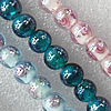Plate Colorized Silver Foil Lampwork Beads, Round 14mm Hole: About 1.5mm, Sold by PC 